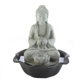 Zen Buddha on Lotus Tabletop Fountain - Serene Indoor Water Feature for Relaxation and Meditation