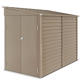 4.6' x 9' Outdoor Storage Shed, Lean to Garden Shed with Foundation Kit, Lockable Doors and Gloves for Patio, Lawn, Brown
