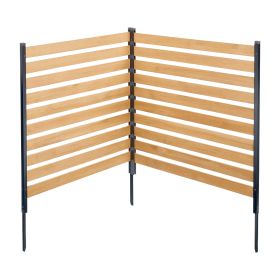 VEVOR Wood Privacy Fence, 38" W x 42" L, 2-Panel Slatted Air Conditioner Fence Screen, Pool Equipment Enclosure with Metal Stakes