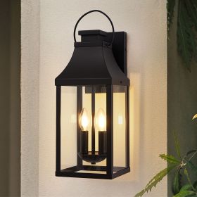 20'' Outdoor Wall Light, Porch Light Outdoor Wall Sconce Lantern, 2-Light Modern Black Exterior Lighting Fixture Wall Mount