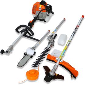 4 in 1 Multi-Functional Trimming Tool, 33CC 2-Cycle Garden Tool System with Gas Pole Saw, Hedge Trimmer, Grass Trimmer, and Brush Cutter EPA Comp