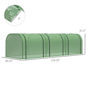 Portable Tunneled Greenhouse With 3 Zippered Doors, Water UV Fighting PE Cover (Option: Green)