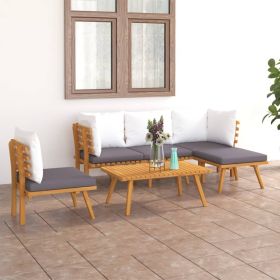 Garden Lounge Set Dark grey, white (Color: Brown)